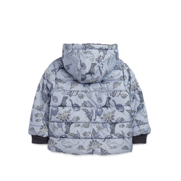 The SwissTech Toddler Boys Puffer Jacket in Gray with Dino Print - Picture 2 of 10